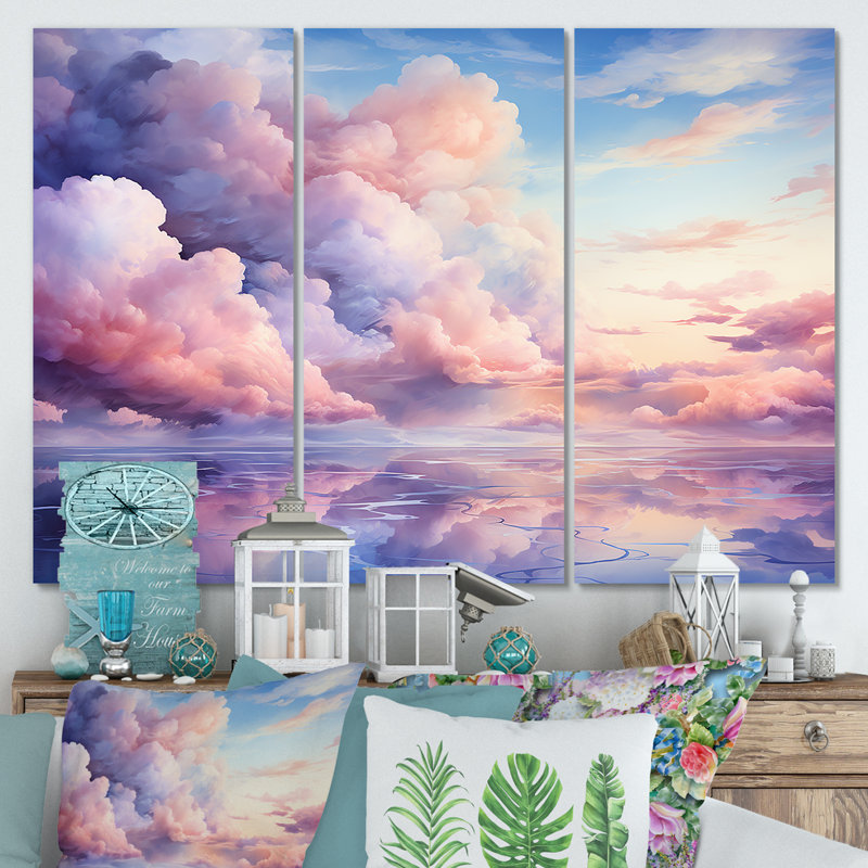 Mauve et rose couleur pastel - art mural ciel, Toile tendue, H 28 po x l 36 po x P 1 po