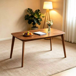 ACTU Wood Mid Century Modern Dining Table, Cherry Color