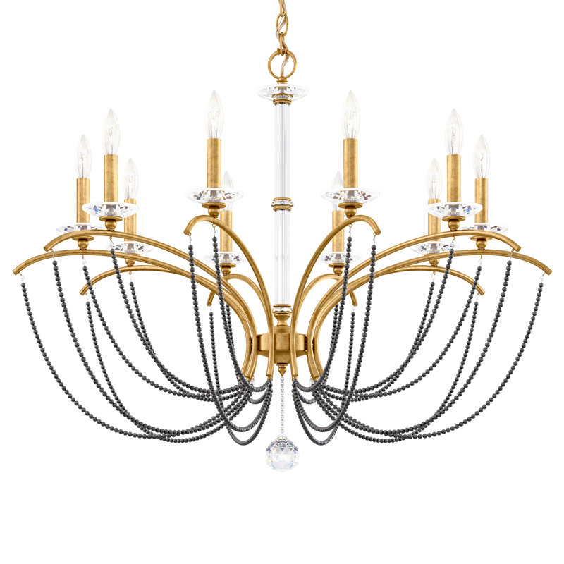 Priscilla 10 - Light Chandelier, Dark Gray Pearl, Heirloom Gold