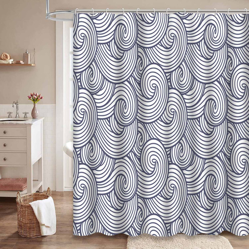 Rideau de douche imperméable à l'eau avec 12 crochets Wind & Wave, L 72 po x l 72 po