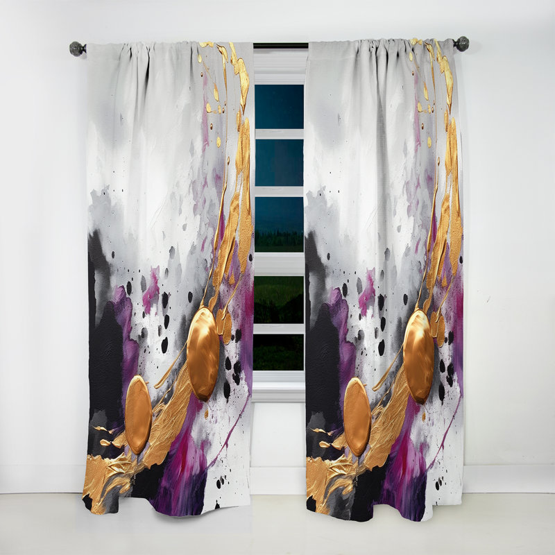 Grovebury - Bold Circles And Marble Fusion I - Abstract Marble Curtain - Velvet Room Darkening - 1 panel, 52" W x 95" L