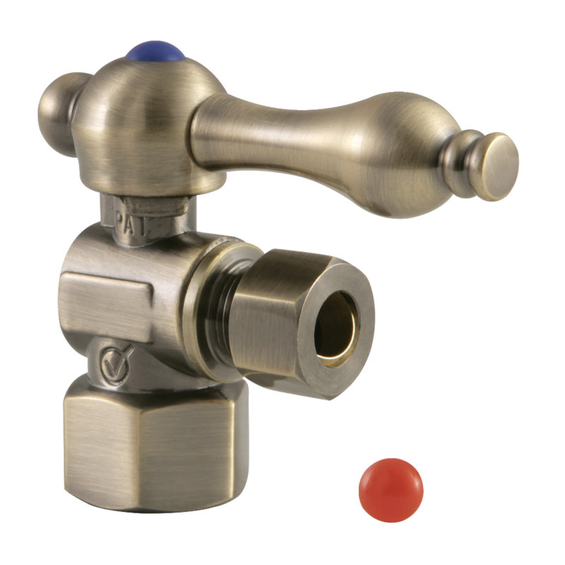 Soupape d'arrêt à angle quart de tour FIP x 3/8 po Kingston Brass Vintage Kingston, Laiton rétro