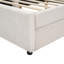 Grand lit plateforme tapissier avec port USB et 2 tiroirs, beige-338764566