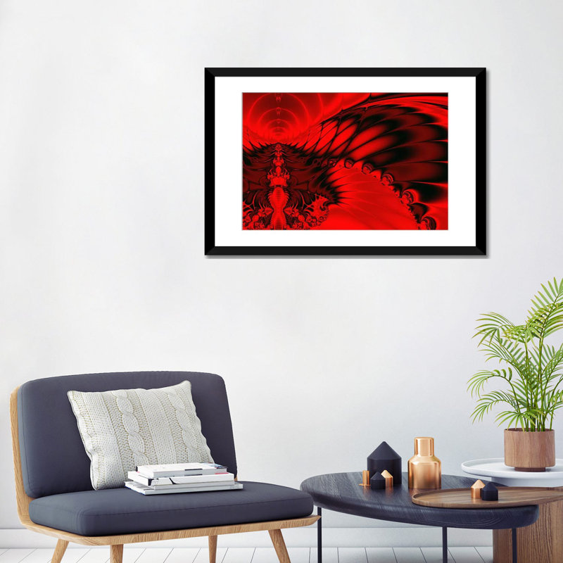 « red falcon », impression sur toile Digital, Papier d'art encadré noir, Blanc, H 24 po x l 32 po x P 1 po
