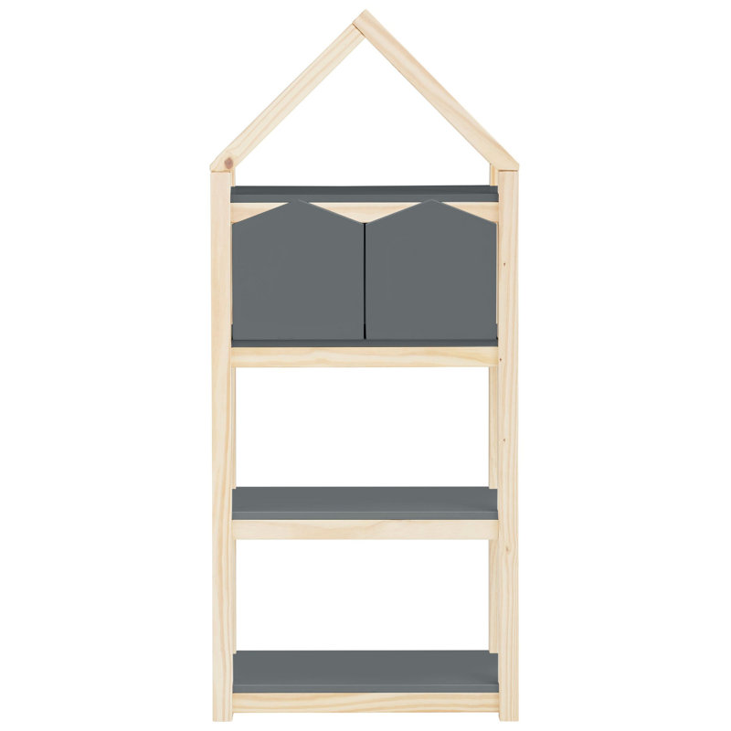 Fauina 139cm H x 59.5cm W Solid Wood Standard Bookcase, Grey/Natural