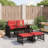 Ebern Designs 4 Piece Patio Sofa Set With Cushions Poly Rattan Glass-651574014-651574013