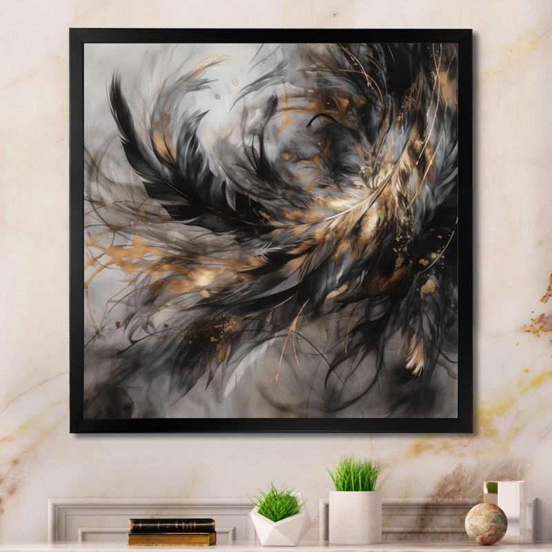 Patrickson, or et noir «Expressions of Freedom I» sur toile, H 16 po x l 16 po, Cadre photo noir