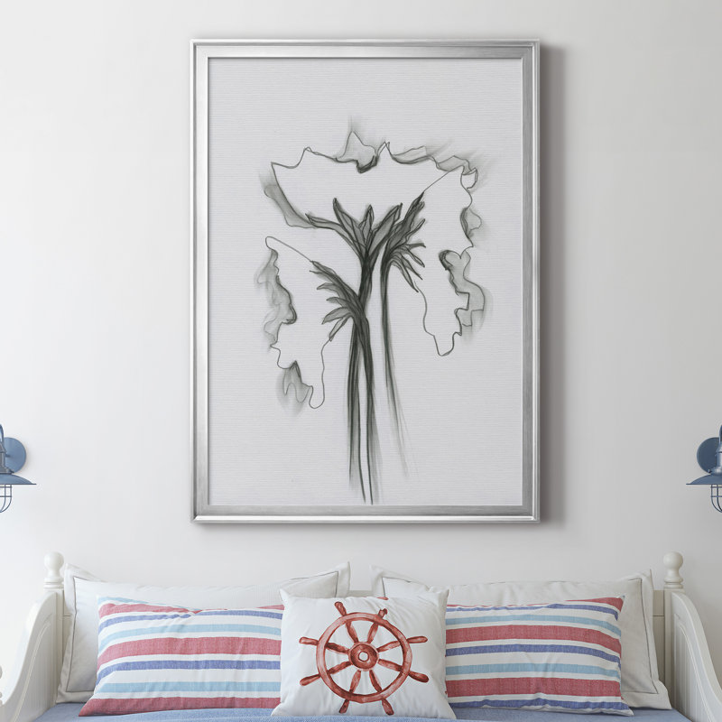 Windswept Poppy I - reproduction d'art sur toile, H 26,5 po x l 36,5 po x P 1,5 po, Toile avec cadre argenté