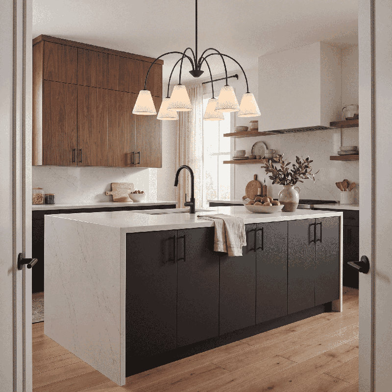 Orestis 6-Light Chandelier in Matte Black, Matte Black