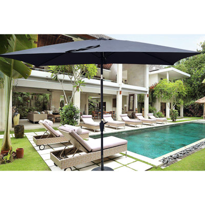 Parasol de patio extérieur de 9 x 6 pi, cadre rouillé avec auvent et inclinaison pour le jardin aquatique de construction près de la piscine