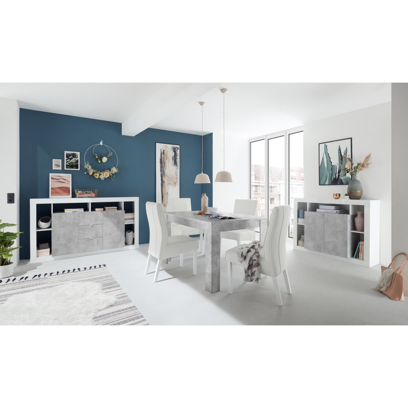 Adalgiso 172cm Sideboard, White Gloss/Concrete Grey