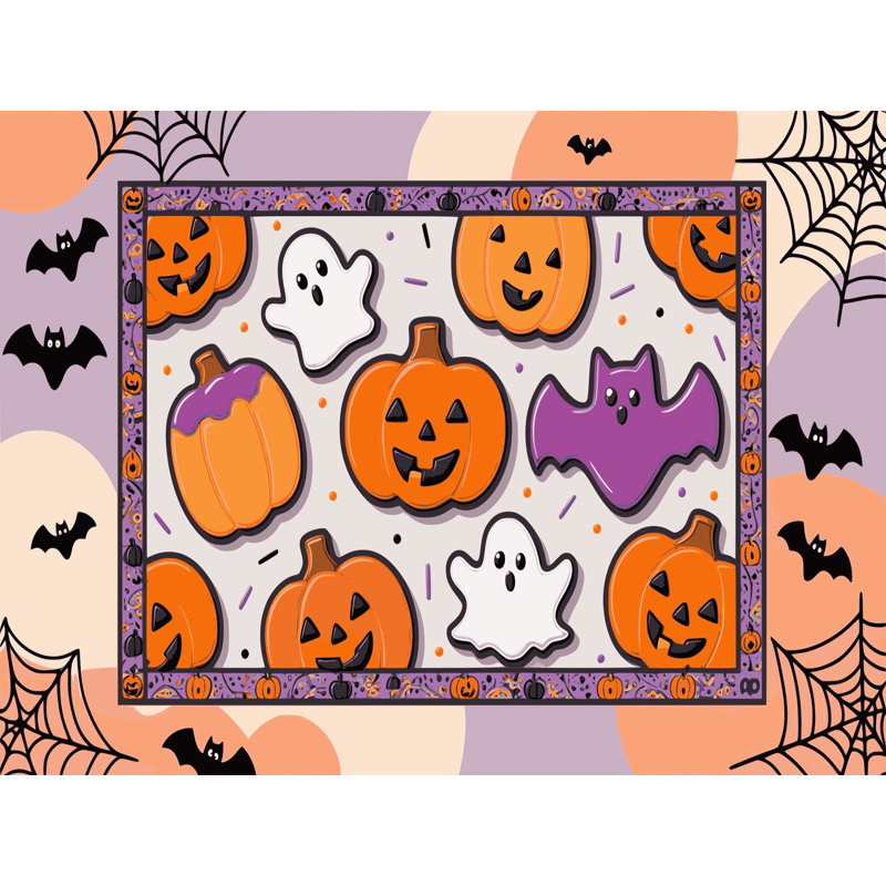 The Holiday Aisle® Washable Halloween Fall Season Holiday Rug, Rectangle 3' x 5'