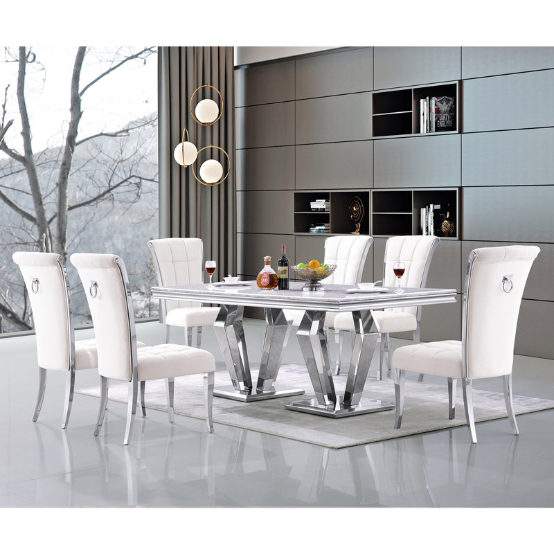 Chaise d'appoint Keishon, Blanc, Argent
