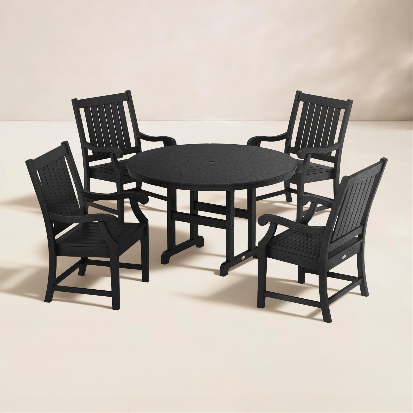 POLYWOOD® Verlyn 48" Patio Dining Set, Black