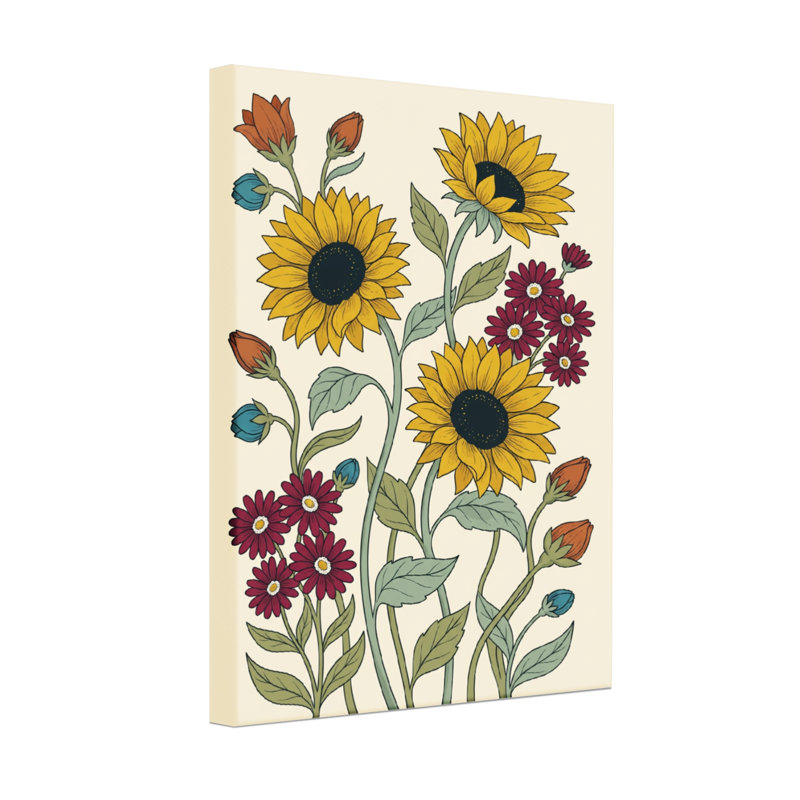 Plantes et fleurs tournesol et souci à motif floral