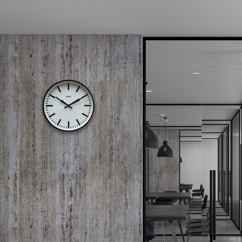 12'' Black and White Metal Wall Clock with Silent Quartz Movement