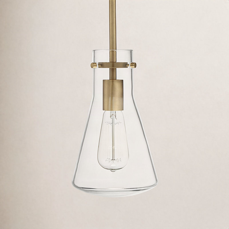 Renata 1 - Light Single Cone Pendant in Natural Brass, Natural Brass