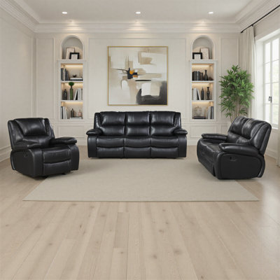 Ensemble de salon inclinable 3 pièces en cuir fleur Aulander