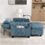 Canapé inclinable simple avec dossier réglable manuellement, port de charge USB sur le côté de l'accoudoir, support pour téléphone inclus, rangement caché pour l'accoudoir et repose-pieds de rangement assorti - bleu-1199562577
