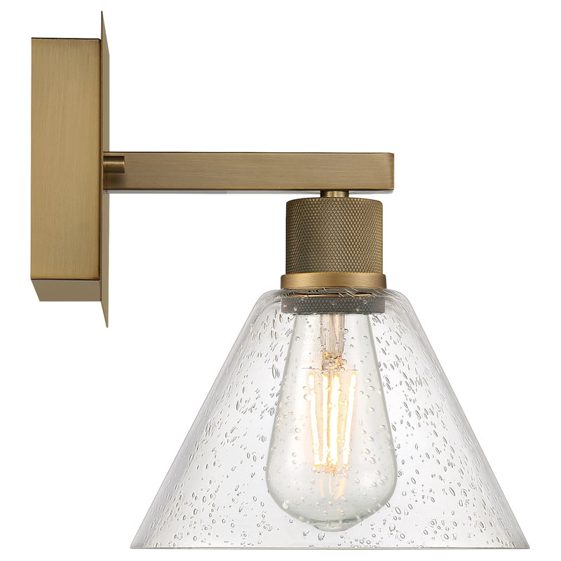 Abdulkhalid LED Wall Sconce - Seeded Glass - Replaceable LED, Antique Brushed Brass
