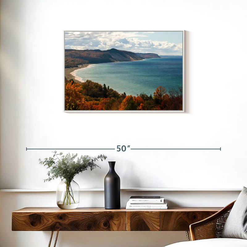Dunes du lac Michigan, Cadre flottant blanc, 46 po x 31 po