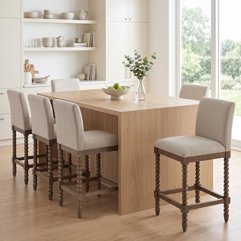 Tabouret de comptoir Tamami, Brun, Beige, 4