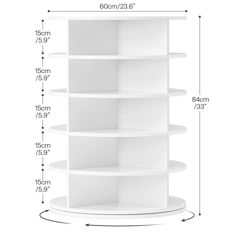 Yasmani 23.6" W 5-Tier Rotating Shoe Rack, White