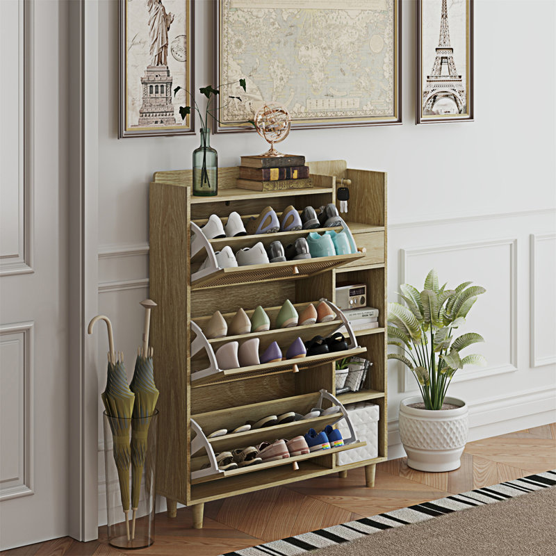 Armoire à chaussures de style bohémien, Bois naturel