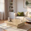 Table basse carrée en placage avec plateau coulissant et beaucoup de rangement