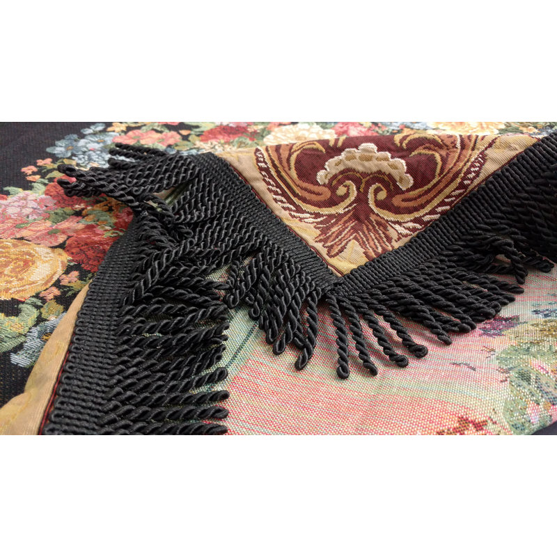 Peqinne Tache Country Rustic Floral Black Midnight Awakening Tablecloth, 35" L x 35" W