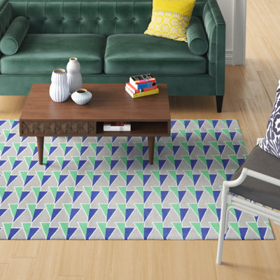 Flèches décalées grises et bleues Tapis décoratif