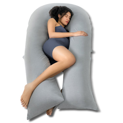  Coussin de corps extra long en forme de U, oreillers rafraîchissants pour dormir, oreiller de maternité de soutien complet pour adultes de 65 pouces, soutien pour le dos, les hanches, les jambes pour les femmes enceintes, gris