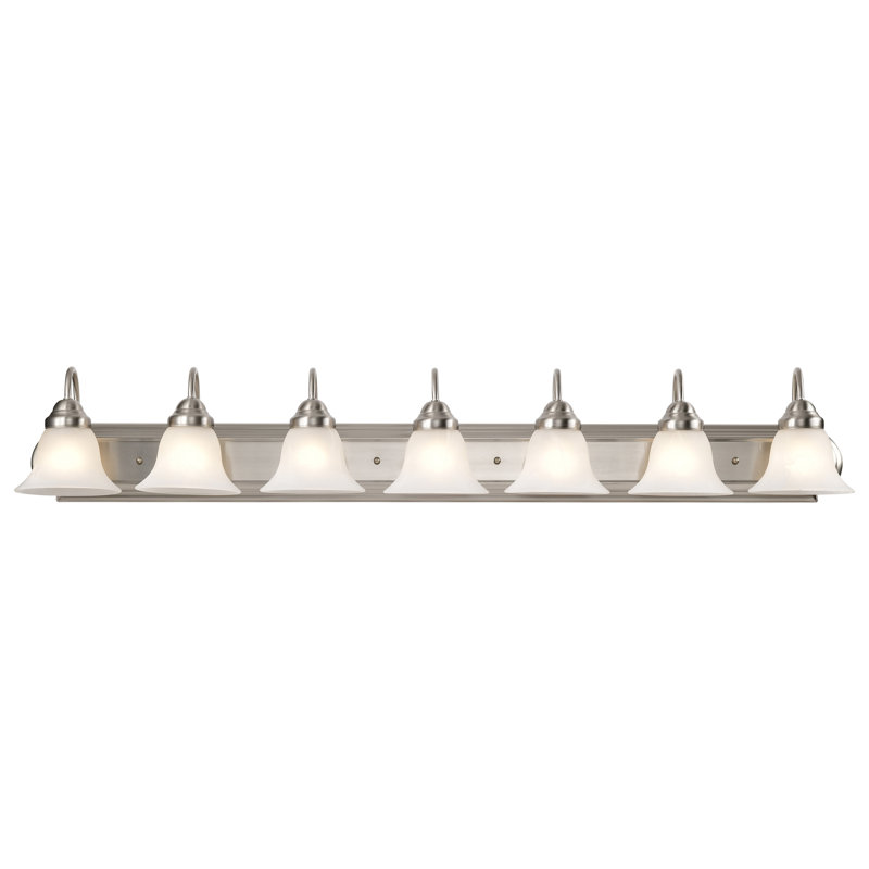 Éclairage de salle de bain à intensité variable 7 lumières Turcotte, 100 W (non incluse), Albâtre, Nickel brossé