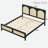 Wood Platform Bed With Rattan Headboard-665575499-665575496