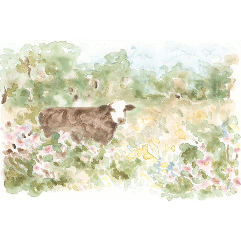 «Cow Meadow I» sur toile par June Erica Vess, L 30 po x H 20 po