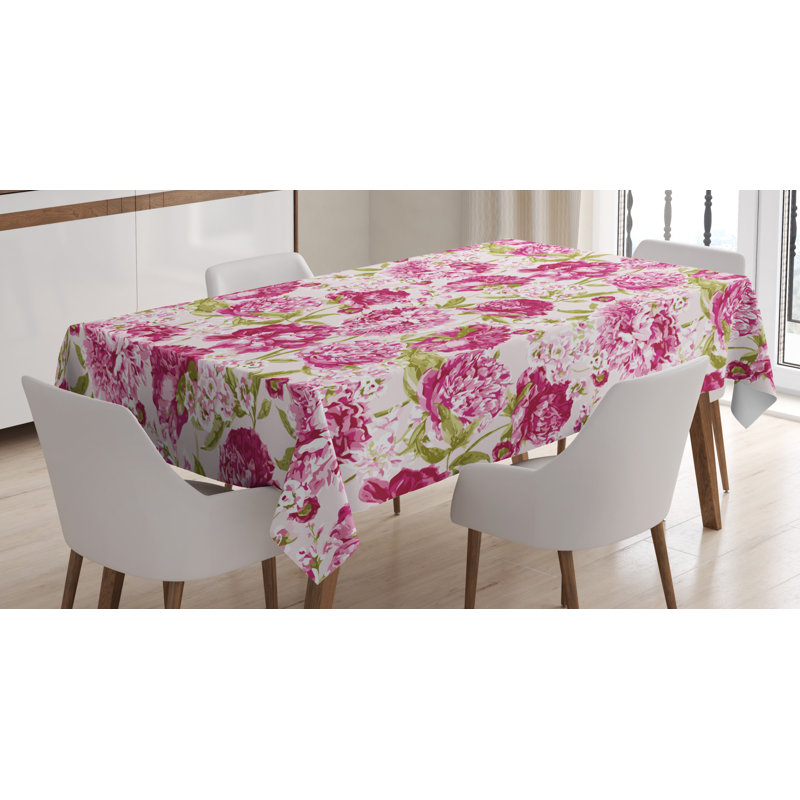 Flowers Dining Room Kitchen Tablecloth, 84" L x 60" W