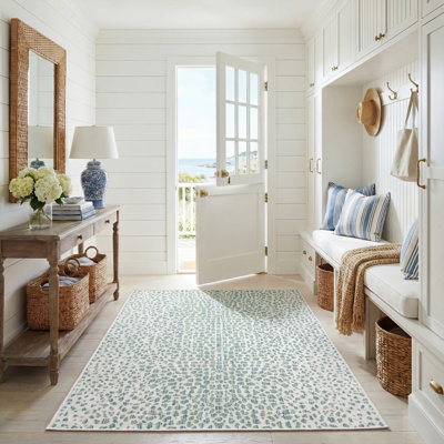 Animal Print Ivory/Green Indoor/Outdoor Area Rug