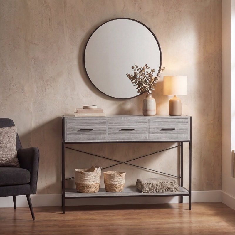 Sylvie 100Cm Console Table, Grey, Grey/Black