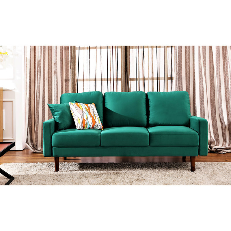 Lueck 72'' Velvet Sofa, Green Velvet