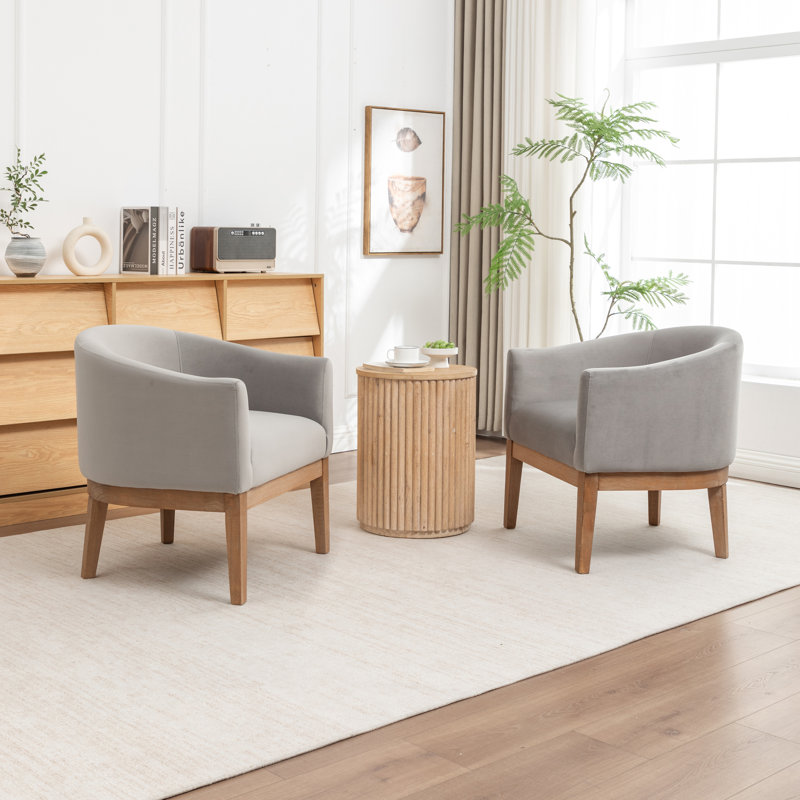 Fauteuil avec pieds en bois massif, Grey