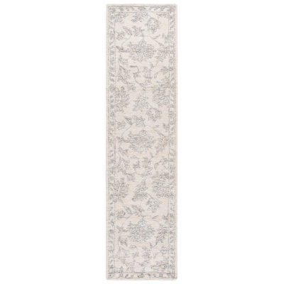 Allegonda Ebony Hand Tufted Wool/Cotton Oriental Rug in Ivory/Grey