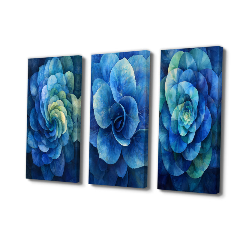 Hortensia bleu et vert Vortex I - Collection d'art mural hortensia, H 28 po x l 36 po, Toile tendue, Ne s’applique pas
