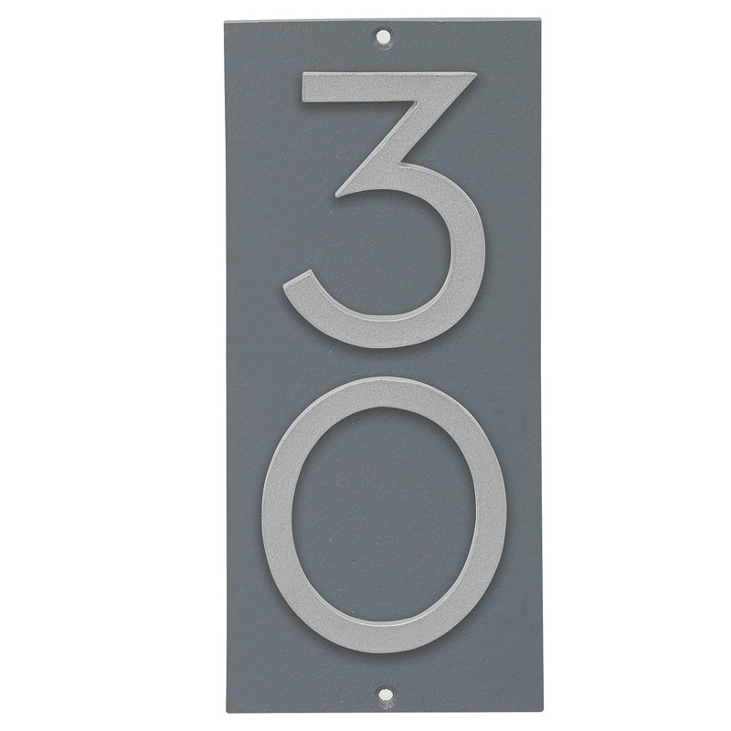 Plaque d’adresse murale sur 1 ligne flottante, Gris, Argent, Oui