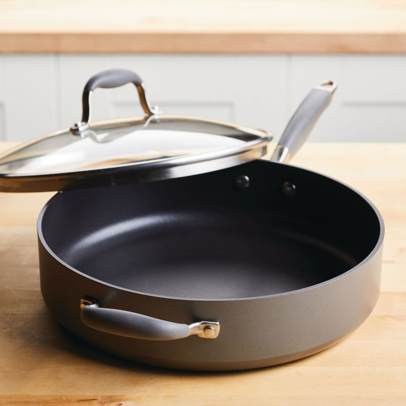 Anolon Advanced Home Hard Anodized Nonstick Sauté Pan with Helper Handle and Lid, 5 Quart, Moonstone