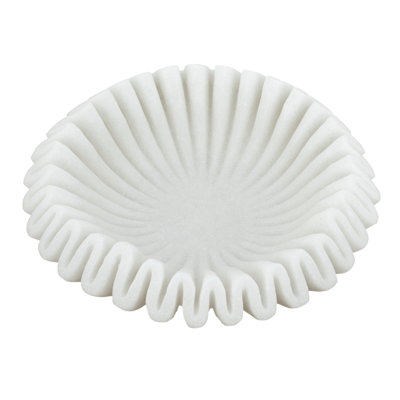 Bol de sable ondulé et de résine D13.5X3.5 "avec finition blanche texturée