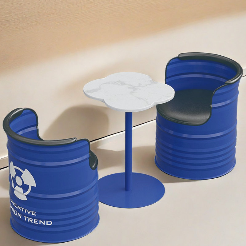 Ensemble de salle à manger rond 21,5 po Khayri, Ensemble de salle à manger 3 pièces, Bleu, Bleu
