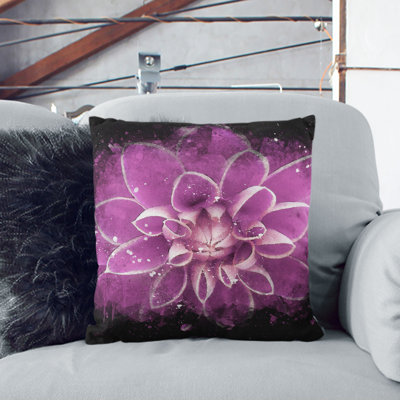 Dahlia Flower Paint Splash Cushion with Filling
