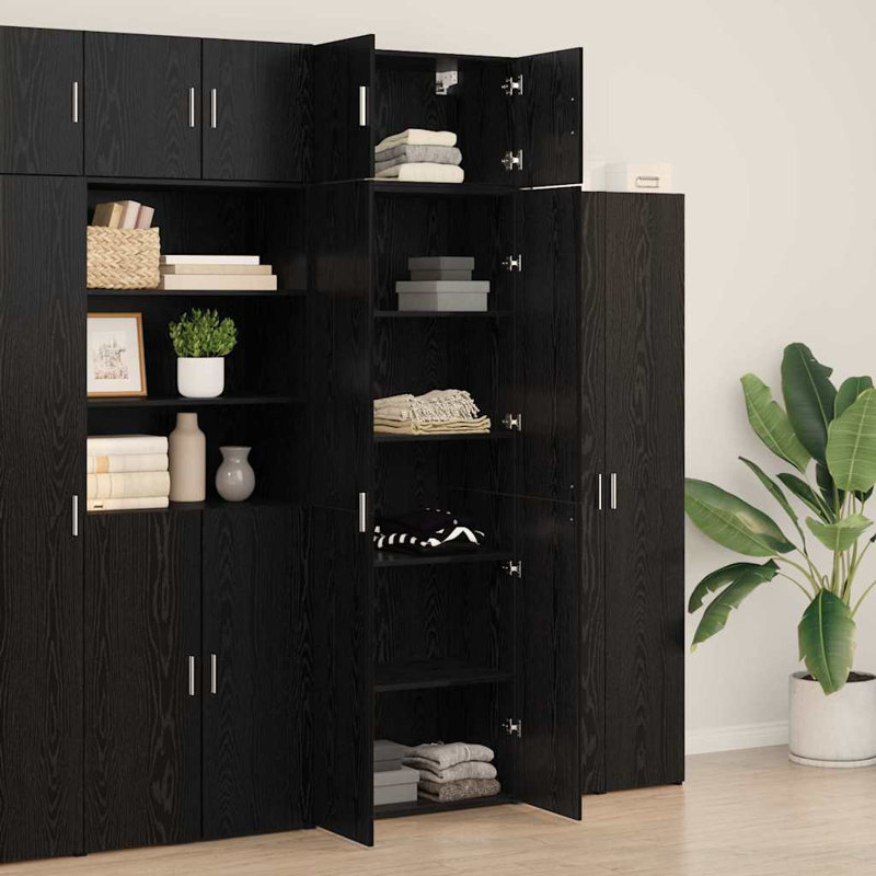 Storage Cabinet 70X42.5X225 Cm Engineered Wood, Black Oak