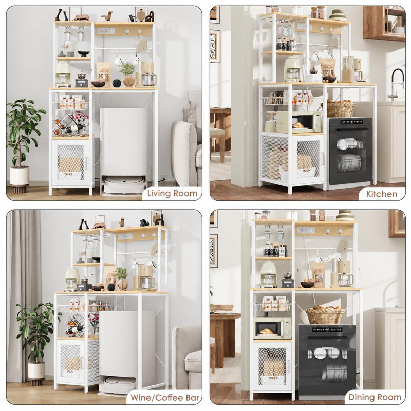 Étagère de boulanger avec prise de courant, station de café pour micro-ondes