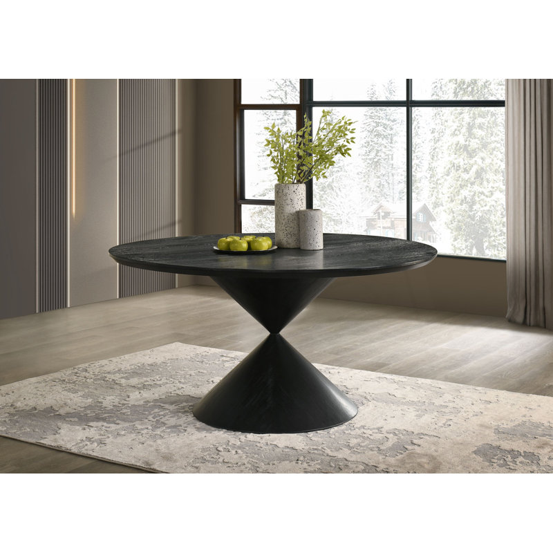 Table de salle à manger ronde à piédestal avec base de sablier